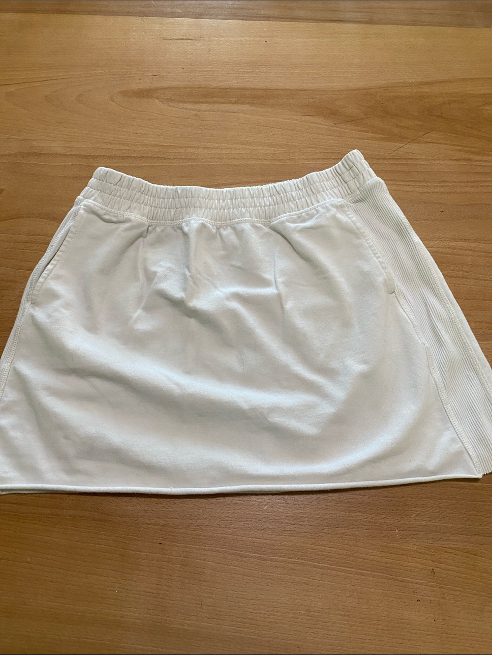 aerie White Mini Skirt Elastic Waist Pockets Small Ribbed